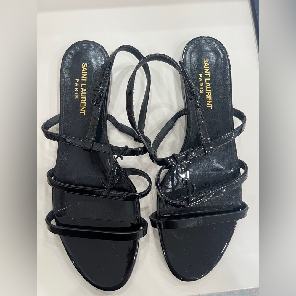 Saint Laurent Glossy Black Sandals